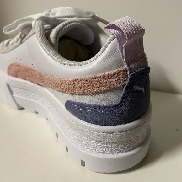 Puma Mayze Platform Sneakers Women’s 7 Lace Up Shoes White Casual New Pink - Picture 9 of 12